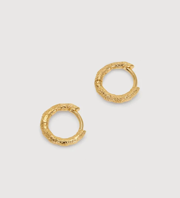 Antica Textured Mini Huggie Earrings view 3