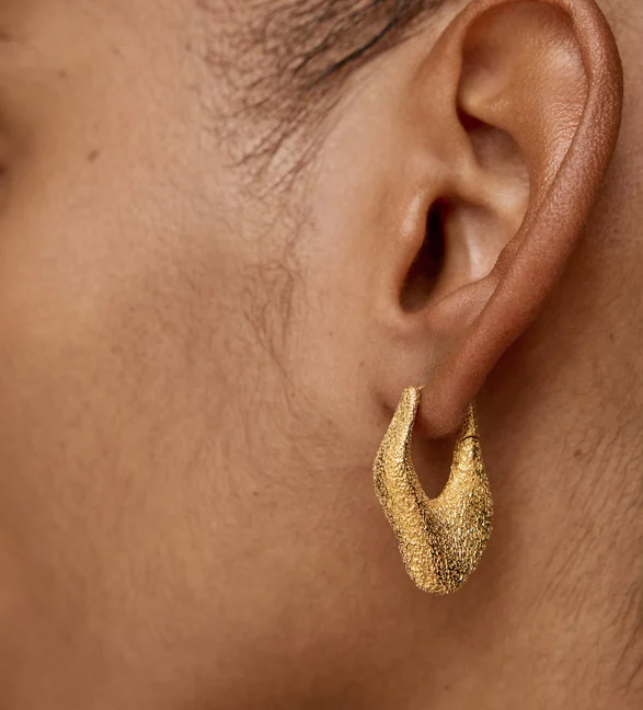 Antica Textured Medium Hoop Earrings