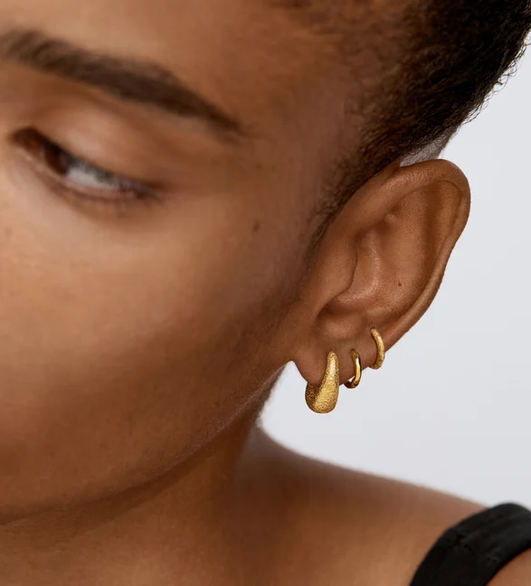 Antica Textured Small Hoop Earrings view 4