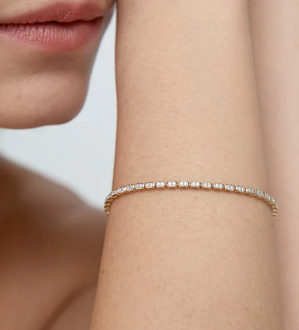 Rectangular Diamond Tennis Bracelet
