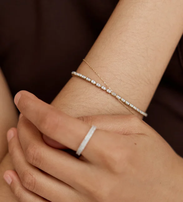 Rectangular Diamond Tennis Bracelet view 4