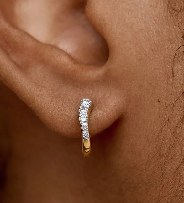 Riva Pavé Diamond Huggie Earrings