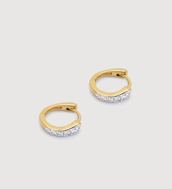Riva Pavé Diamond Huggie Earrings view 3