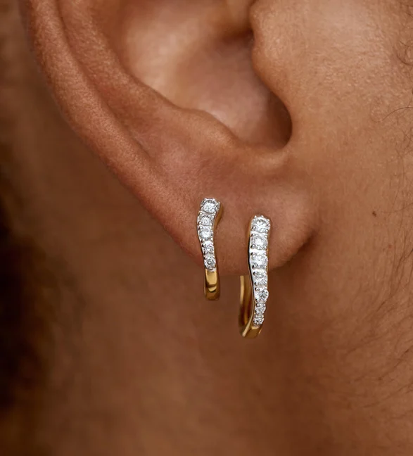 Riva Pavé Diamond Huggie Earrings view 4