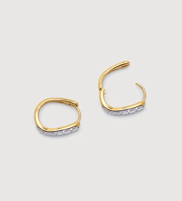 Riva Pavé Diamond Medium Hoop Earrings view 3